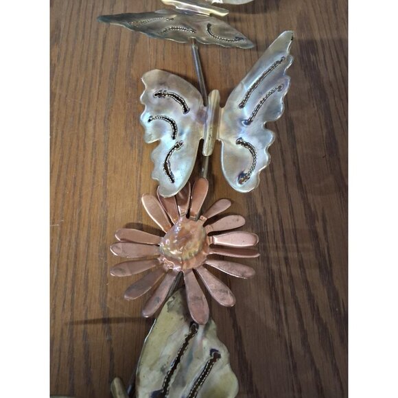 Metal Butterfly & Flower Wall Art Sculpture 30\